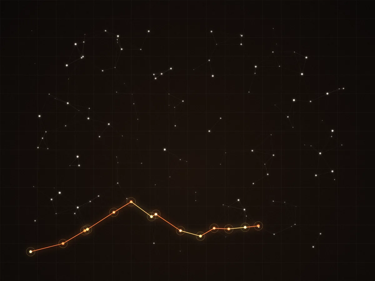 Abstract network of glowing nodes with one highlighted path